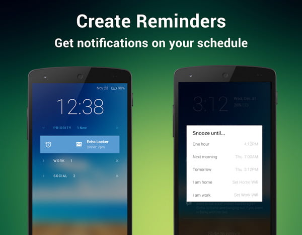 Pantalla de bloqueo de notificación de eco