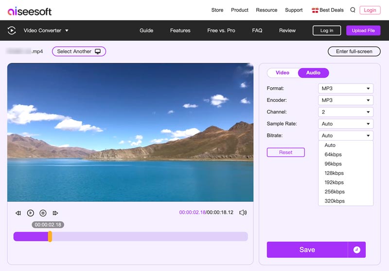 Aiseesoft convierte MP4 a MP3 en línea gratis