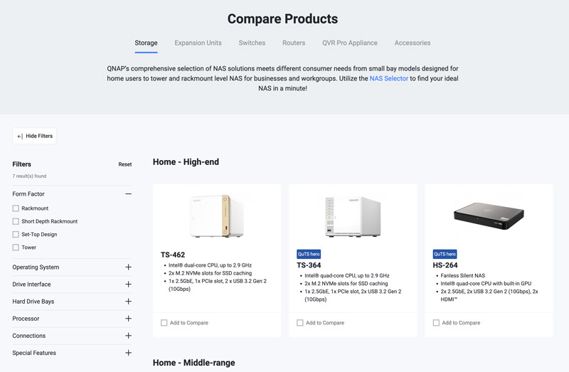 Productos de soluciones NAS de Qnap