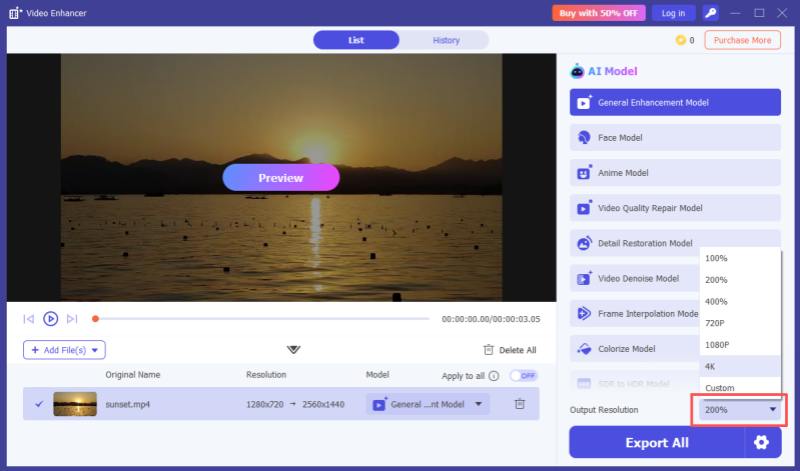 Resolución de salida