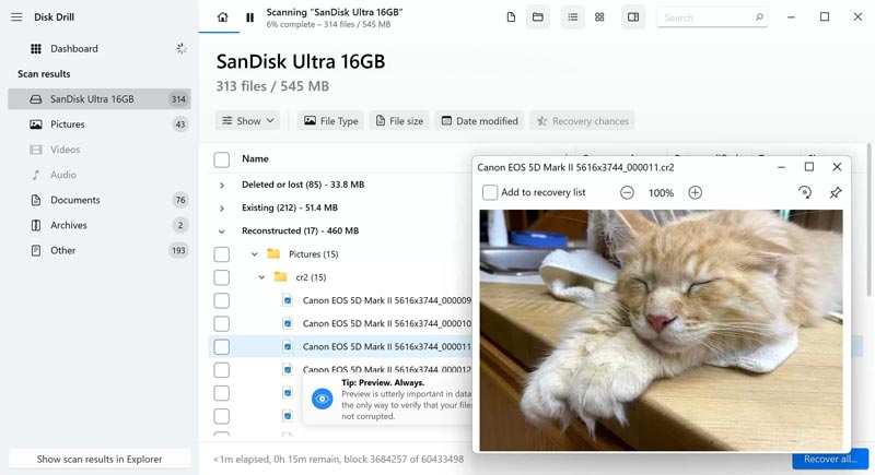 Herramienta de recuperación de tarjetas SanDisk Disk Drill