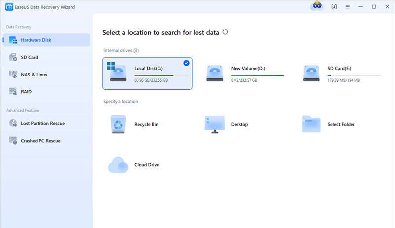 Recuperación de tarjeta SD de Easeus