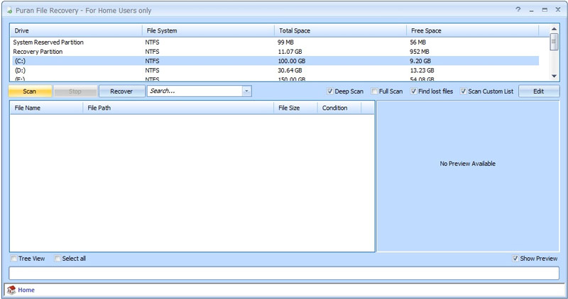 Recuperación gratuita de tarjetas SD para Windows Puran File Recovery