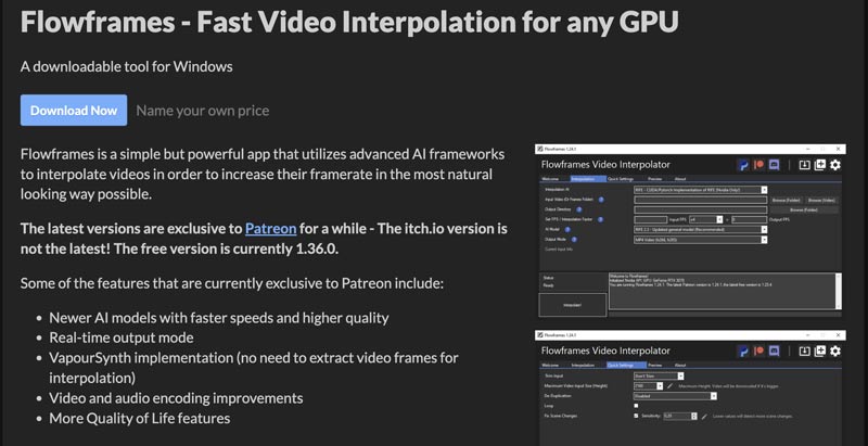 Interpolación de vídeo de Flowframes