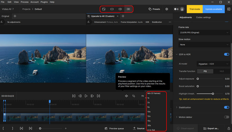 Vista previa de Topaz Video AI