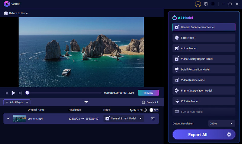 Selección de modelo de Vidhex