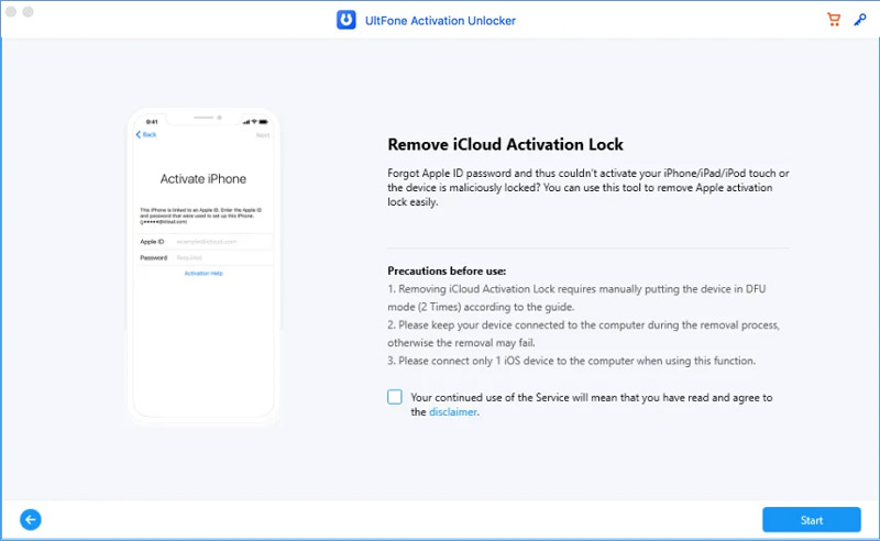 Ultfone elimina el bloqueo de activación de iCloud