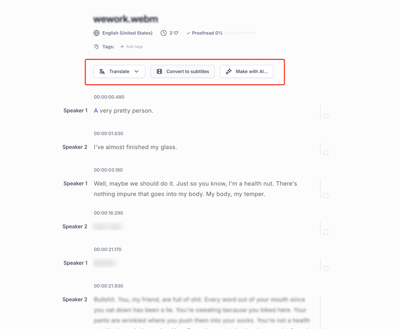 Transcribir un vídeo a texto en línea Happyscribe
