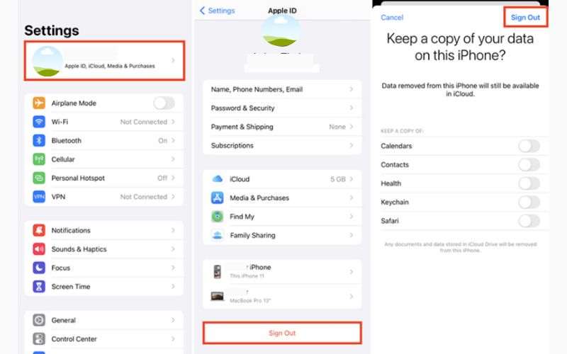 Cerrar sesión en Configuración