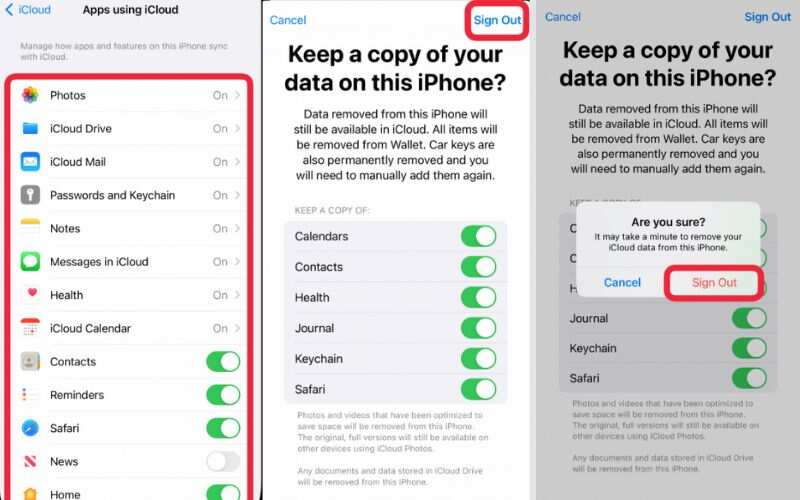 Conservar datos y cerrar sesión
