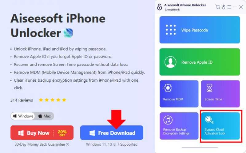 Choose Bypass Icloud Activation Lock Mode