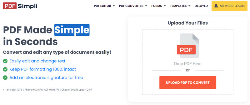 PDFSimpli Creador de editor de PDF en línea