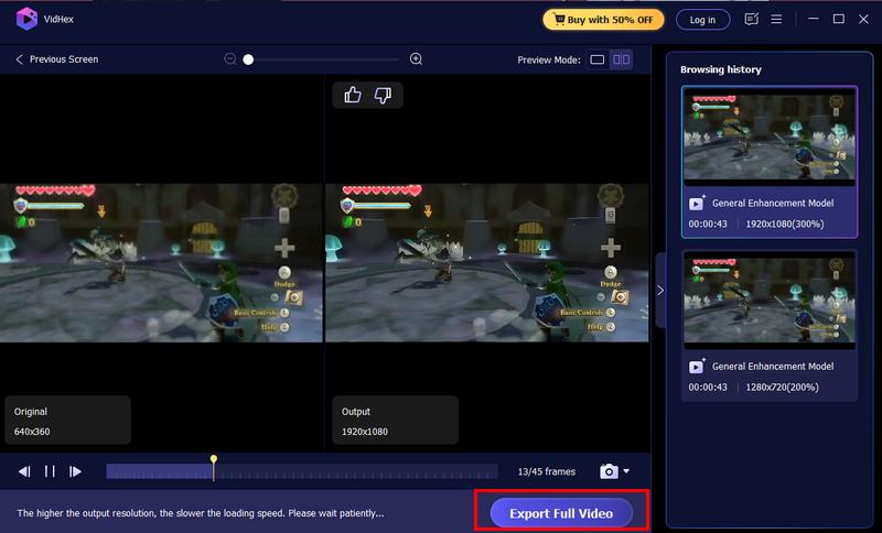 Haga clic en Exportar vídeo completo
