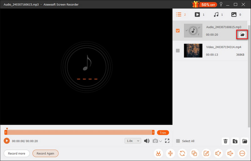 Clip de audio para exportar