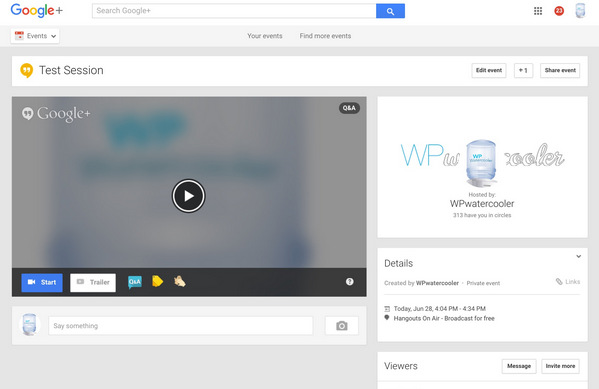 Inicie Google Hangout en vivo