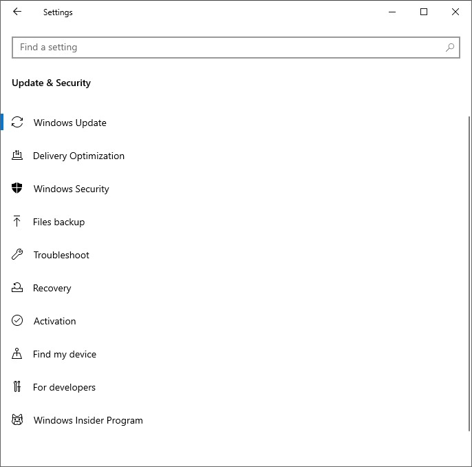 Windows Update en Actualización y seguridad