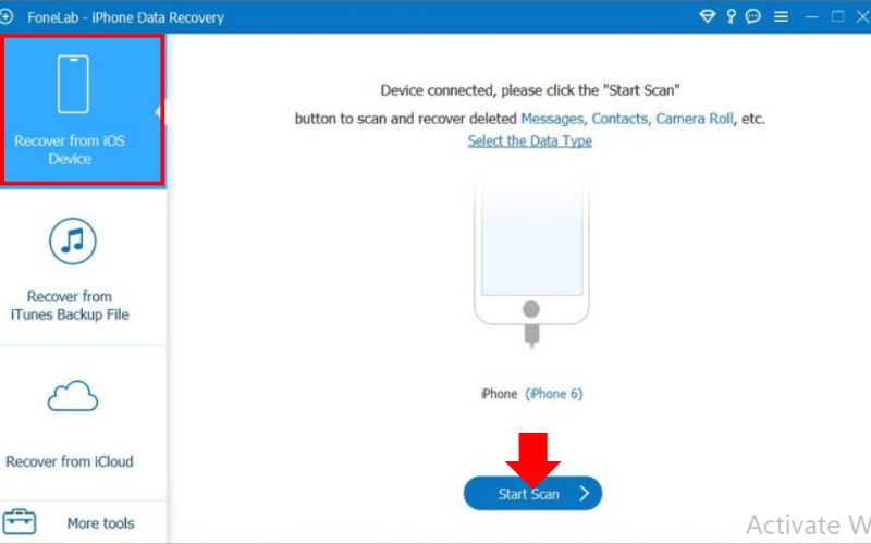 Seleccione Recuperar desde dispositivo iOS