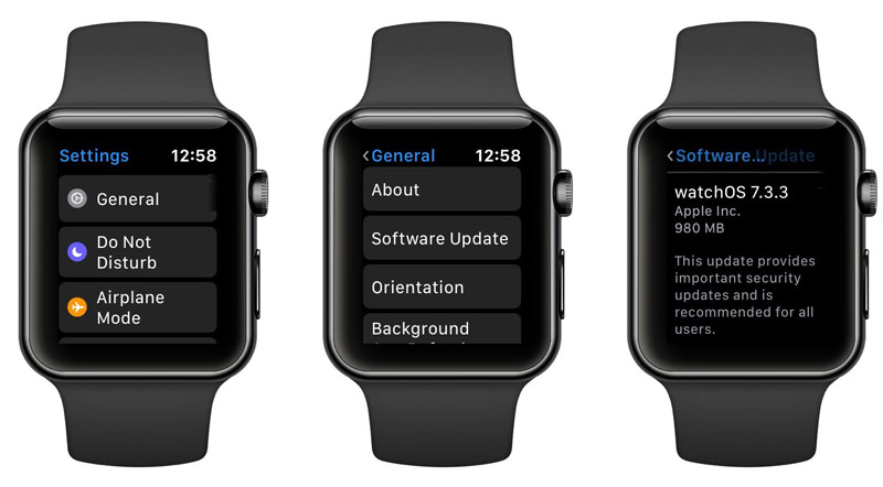 Actualización de software en el Apple Watch