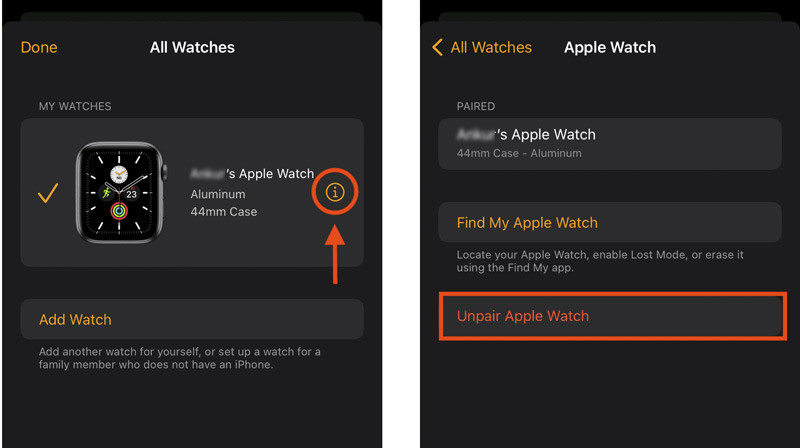 Desvincular el Apple Watch del iPhone