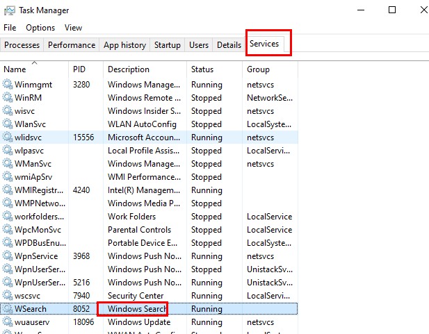 Servicios de búsqueda de Windows