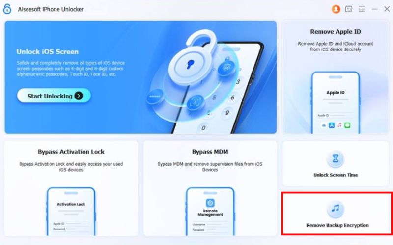 Elija Eliminar configuración de cifrado de copia de seguridad