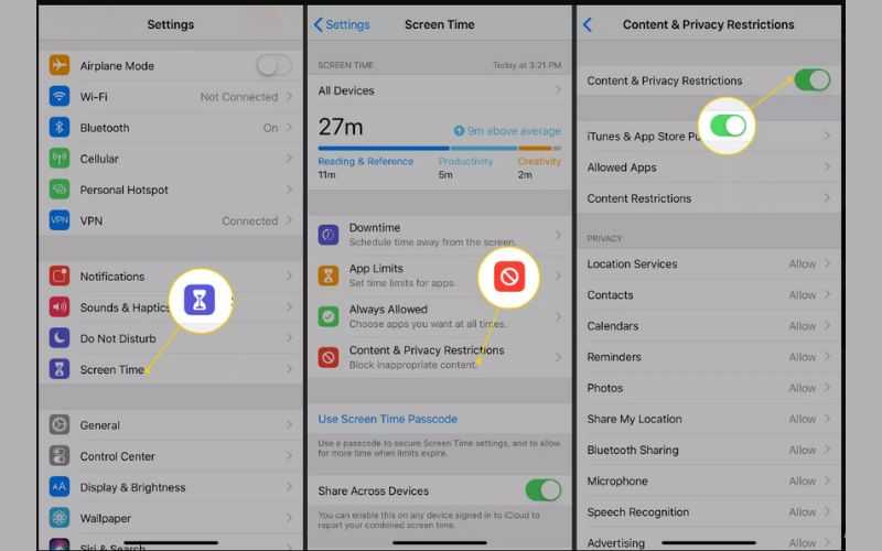 Turn Off Screen Time Restrictions