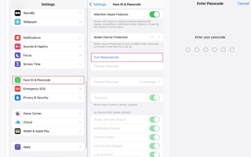 Activar código de acceso