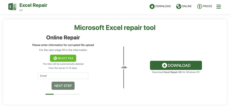 Herramienta de reparación de Microsoft Excel Reparación en línea