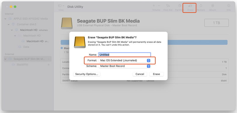Borrar y formatear un disco duro externo en Mac