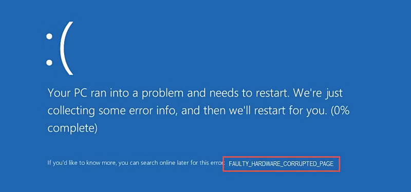 Error de página corrupta por hardware defectuoso
