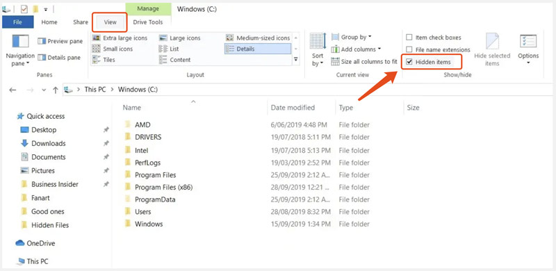 Ver elementos ocultos en una PC con Windows