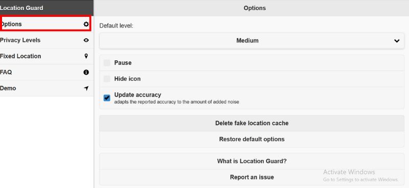 Elija la configuración de opciones