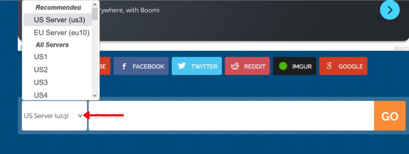 Elija la ubicación del servidor