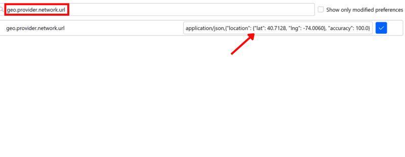 Introducir URL de ubicación falsa