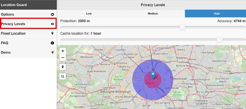 Seleccionar niveles de privacidad