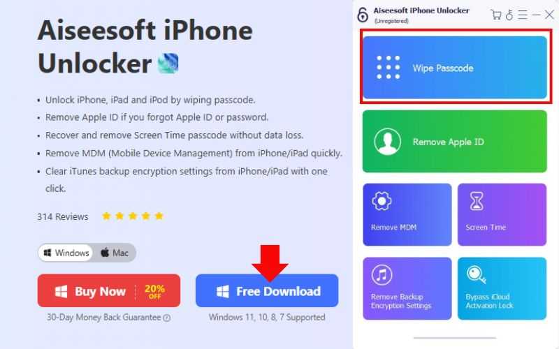 Seleccione Borrar código de acceso