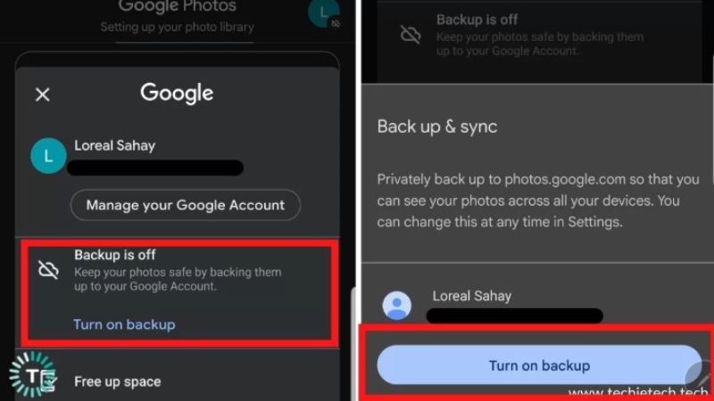Activar copia de seguridad y sincronización
