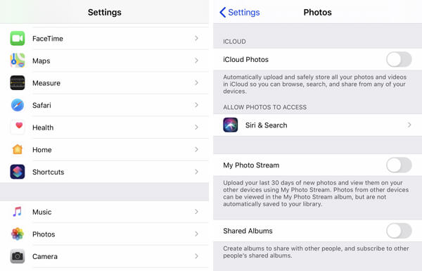Desactivar fotos de iCloud