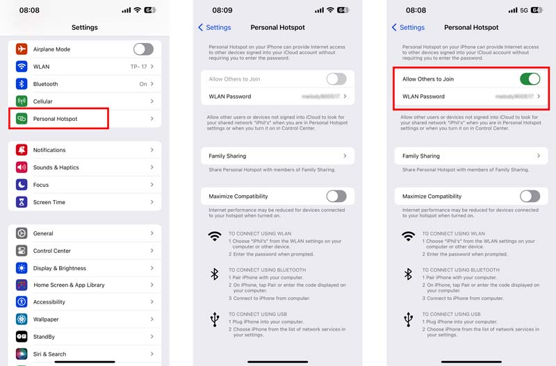 Activar el punto de acceso personal de iOS 17