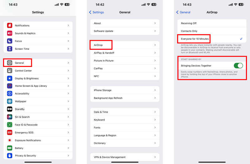 Habilite Activar NameDrop en iOS 17