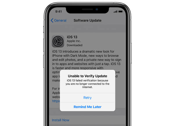 No se puede verificar la actualización