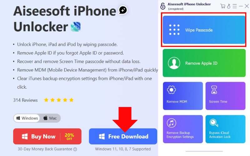 Seleccione el modo de borrado de código de acceso