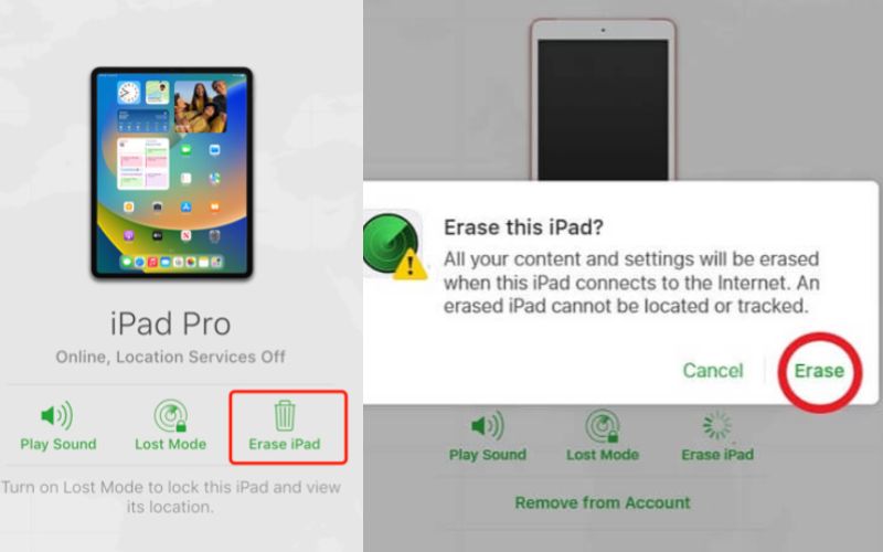 Haga clic en Borrar iPad