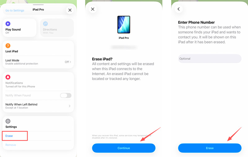 Borrar el iPad en la aplicación Buscar