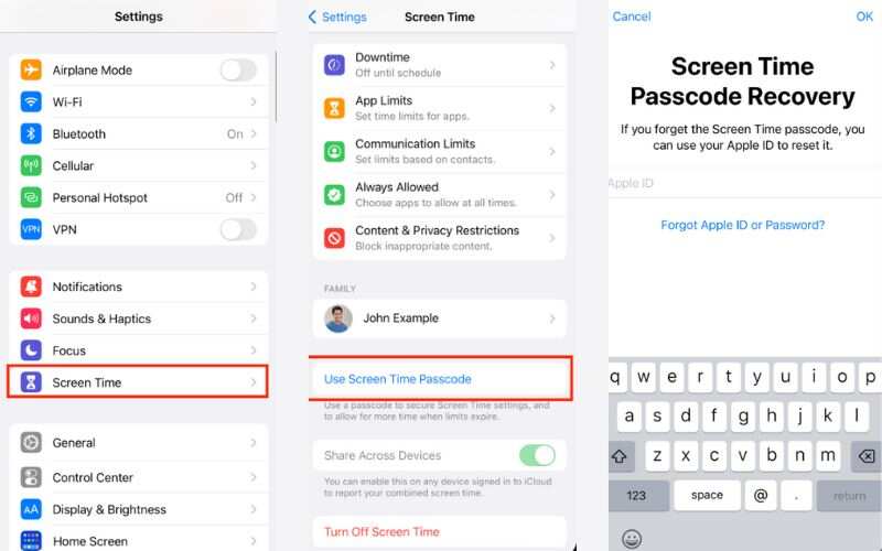 Tiempo de inactividad de Screen Time - Código de acceso