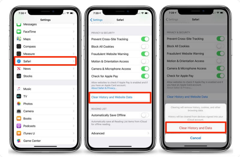 iPhone Safari Borrar datos de caché del historial