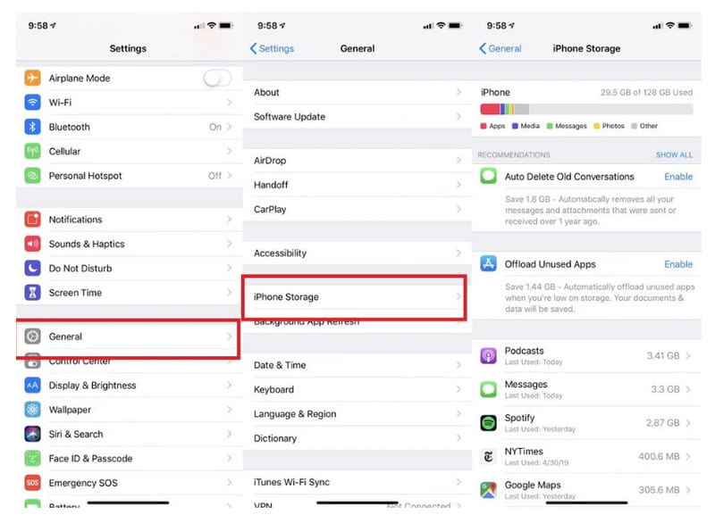 Configuración de iPhone Almacenamiento general de iPhone lleno