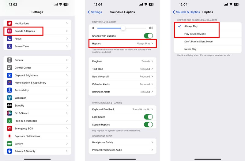 Habilite Vibrar en iPhone y reproducir hápticos en modo silencioso