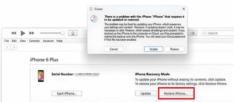 Bloqueo a través de iTunes o Finder