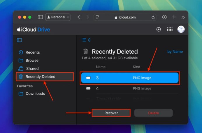 Recuperar iCloud eliminado recientemente